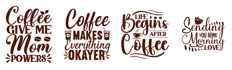 Modern Coffee Typography, Hand Lettering Pack Vector Illustration for Announcement, Book Cover, Infographic