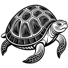 Fototapeta premium Cute Turtle Cartoon Style Vector Illustration on White Background | Adorable Turtle Design for Kids' Art, Clip Art, and Graphics | High-Quality Cartoon Turtle in Vector Format