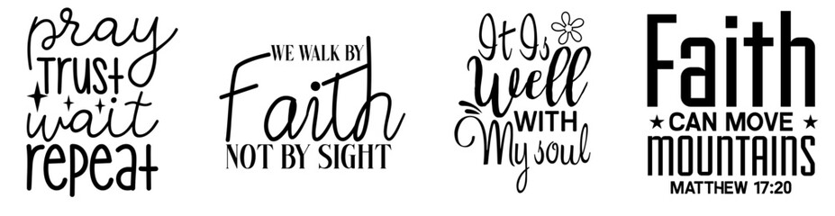 Cute Christian Trendy Retro Style Illustration, Labels And Badges Bundle Vector Illustration for Advertising, Social Media Post, Bookmark