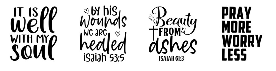 Decorative Christian Hand Lettering, Typography Bundle Vector Illustration for Label, Decal, Advertising