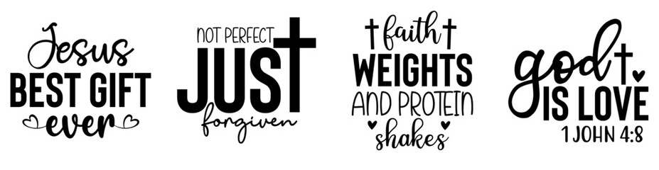 Decorative Christian Quotes, Labels And Badges Pack Vector Illustration for Magazine, Poster, T-Shirt Design