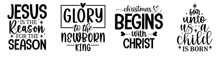 Minimal Christian Christmas Trendy Retro Style Illustration, Quotes Set Vector Illustration for Presentation, Vouchers, Announcement
