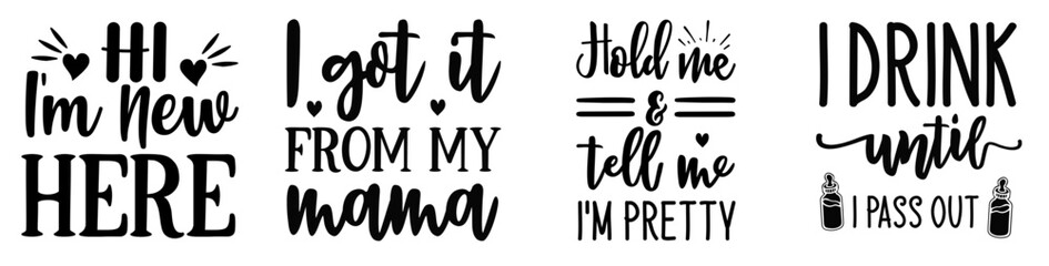 Vibrant Baby Typography, Calligraphy Bundle Vector Illustration for Motion Graphics, Newsletter, T-Shirt Design