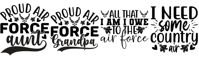 Modern Air Force Labels And Badges, Calligraphic Lettering Pack Vector Illustration for Label, Poster, T-Shirt Design