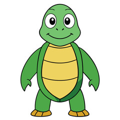 Fototapeta premium Cute Turtle Cartoon Style Vector Illustration on White Background | Adorable Turtle Design for Kids' Art, Clip Art, and Graphics | High-Quality Cartoon Turtle in Vector Format
