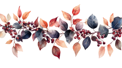 A delicate watercolor floral wreath with autumn-inspired colors, featuring soft petals, berries, and feathers, perfect for seasonal decor or invitations.