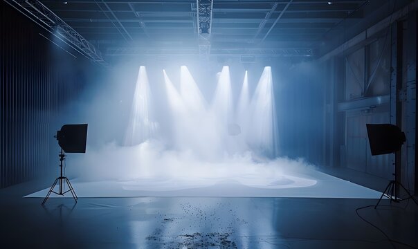 Interactive Light Effects, Interactive light effects or projections on a blank white studio with a black background