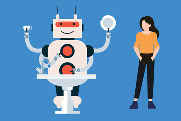 The robot is doing household activities.