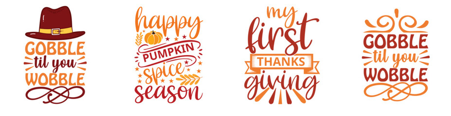 Elegant Thanksgiving Trendy Retro Style Illustration, Quotes Collection Vector Illustration for Sticker, Decal, Advertisement