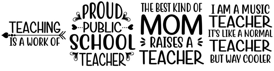 Decorative Teacher Invitation, Inscriptions Bundle Vector Illustration for Motion Graphics, Advertising, Poster