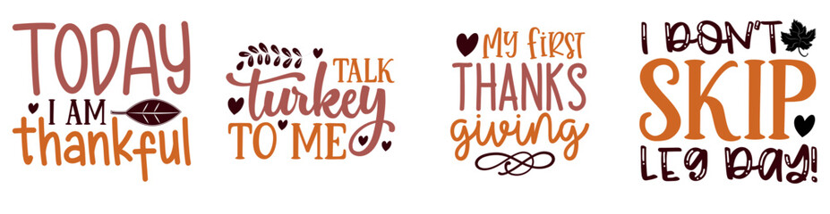 Vibrant Thanksgiving Typographic Emblems, Quotes Collection Vector Illustration for Motion Graphics, Social Media Post, Book Cover