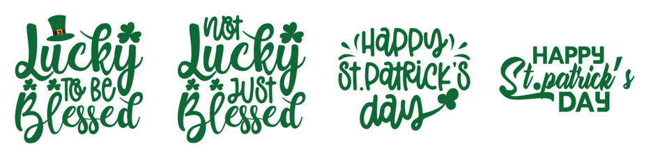 Creative St Patricks Day Calligraphy, Typography Bundle Vector Illustration for Vouchers, Flyer, T-Shirt Design