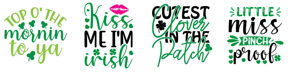 Fototapeta premium Decorative St Patricks Day Phrases, Calligraphy Set Vector Illustration for T-Shirt Design, Printing Press, Advertisement