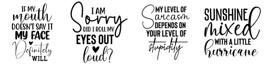 Elegant Sarcastic Inscriptions, Calligraphic Lettering Collection Vector Illustration for Presentation, Printing Press, Greeting Card