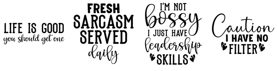 Minimal Sarcastic Quotes, Typographic Emblems Collection Vector Illustration for Presentation, Printing Press, Motion Graphics