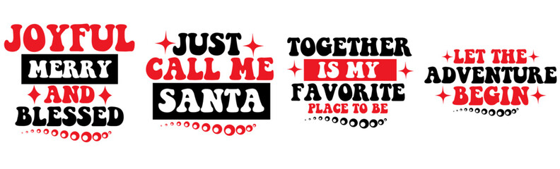 Minimal Retro Christmas Typography, Hand Lettering Bundle Vector Illustration for Announcement, Poster, Printable