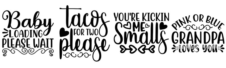 Decorative Pregnancy Trendy Retro Style Illustration, Typographic Emblems Pack Vector Illustration for Announcement, Stationery, Greeting Card