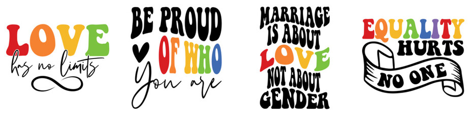 Decorative Pride Trendy Retro Style Illustration, Inscriptions Bundle Vector Illustration for Advertising, Mug Design, Advertisement