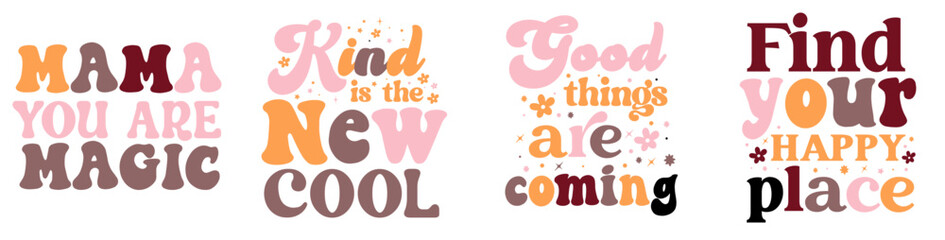 Elegant Positive Phrases, Calligraphic Lettering Set Vector Illustration for Wrapping Paper, Book Cover, Social Media Post