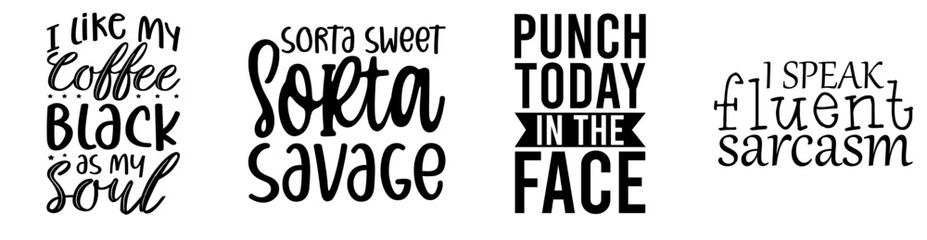 Cute Funny Quotes, Typographic Emblems Pack Vector Illustration for Poster, Brochure, Decal