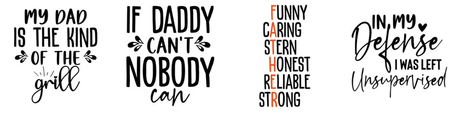 Minimalist Fathers Day Inscriptions, Quotes Collection Vector Illustration for Magazine, Motion Graphics, Infographic