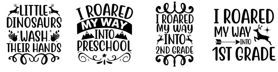 Minimalist Dinosaur Inscriptions, Typographic Emblems Collection Vector Illustration for Postcard, Announcement, Book Cover