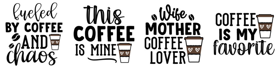 Modern Coffee Hand Lettering, Typography Collection Vector Illustration for Flyer, Announcement, Decal