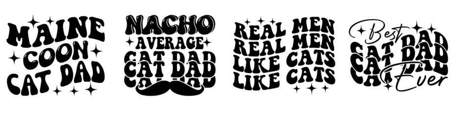 Minimalist Cat Dad Quotes, Trendy Retro Style Illustration Bundle Vector Illustration for Motion Graphics, Vouchers, Postcard