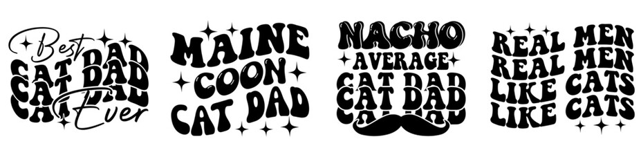 Simple Cat Dad Trendy Retro Style Illustration, Invitation Bundle Vector Illustration for Book Cover, Motion Graphics, Stationery