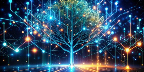 **Illuminate Insight**: Moody, high-contrast, cinematic lighting on a futuristic, neon-lit, abstract decision tree with glowing nodes and swirling data streams, conveying informed choice and clarity.