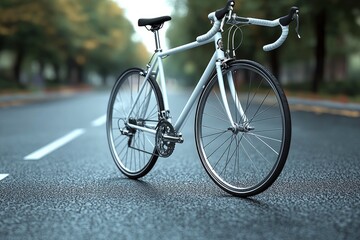 White Road Bike on Asphalt Street