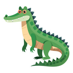 Obraz premium Alligator Cartoon-Style Vector Illustration in Line Art on White Background – Simple and Clean Design in PNG Format for Animal Icons, Digital Graphics, and Reptile Illustrations