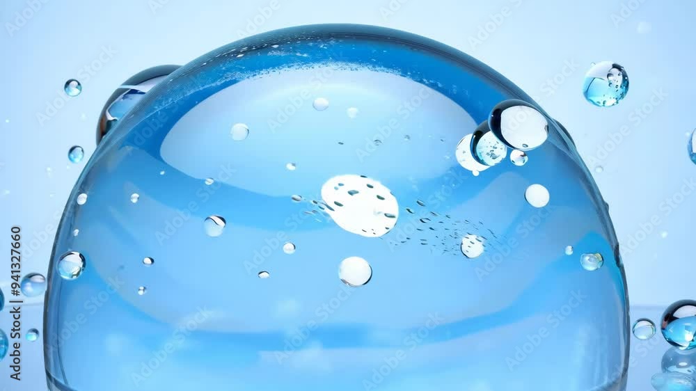 Poster captivating close-up of a clear water droplet creating a stunning ripple effect on a serene surface