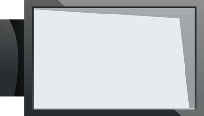 Modern smart tv is hanging on a white wall, showing a blank screen, perfect for showcasing your content or design