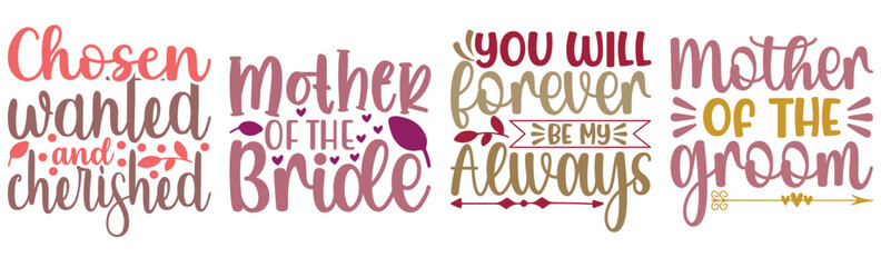 Modern Wedding Inscriptions, Calligraphy Bundle Vector Illustration for Banner, Wrapping Paper, Vouchers