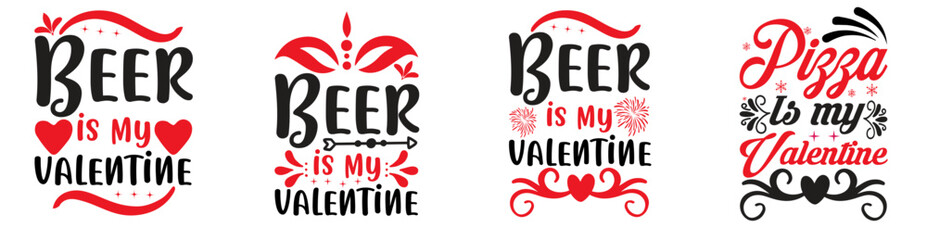 Elegant Valentines Day Labels And Badges, Quotes Set Vector Illustration for Greeting Card, T-Shirt Design, Vouchers
