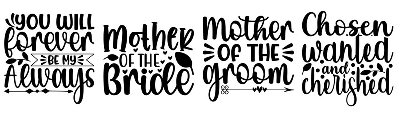 Minimalist Wedding Calligraphic Lettering, Phrases Collection Vector Illustration for T-Shirt Design, Motion Graphics, Newsletter