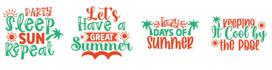 Minimal Summer Invitation, Labels And Badges Bundle Vector Illustration for Newsletter, Vouchers, Magazine