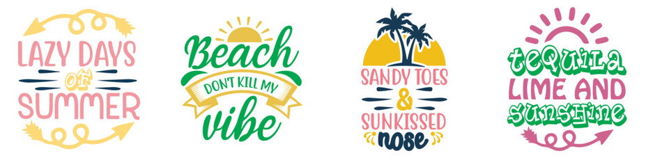 Naklejka premium Elegant Summer Labels And Badges, Typography Collection Vector Illustration for Stationery, Logo, Icon