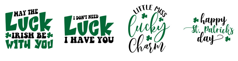 Naklejka premium Classic St Patricks Trendy Retro Style Illustration, Labels And Badges Bundle Vector Illustration for Newsletter, Wrapping Paper, Infographic