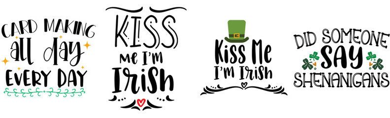 Fototapeta premium Simple St Patricks Day Trendy Retro Style Illustration, Hand Lettering Collection Vector Illustration for Banner, Printing Press, Greeting Card