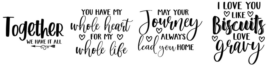 Creative Rustic Home Calligraphic Lettering, Typographic Emblems Set Vector Illustration for Mug Design, Logo, Bookmark