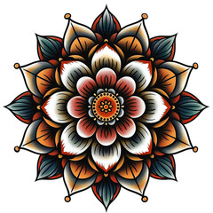 Circle and flower very simple traditional tattoo flash styles illustration