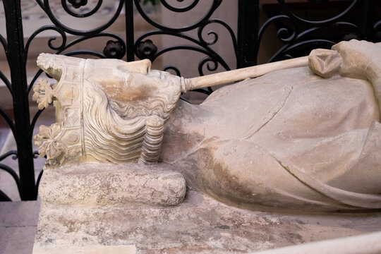 Tomb of Pepin the Short (Pepin le Bref) at Saint Denis Basilica in Paris, France