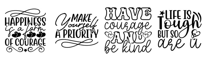 Minimalist Positive Thinking Calligraphic Lettering, Typography Collection Vector Illustration for Label, Packaging, Gift Card