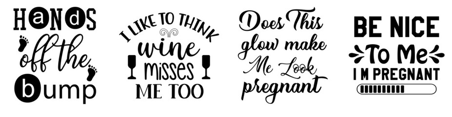 Colourful Pregnancy Quotes, Typography Set Vector Illustration for Postcard, Printing Press, Announcement