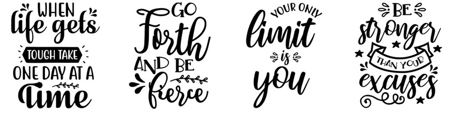 Colourful Inspirational Typographic Emblems, Labels And Badges Set Vector Illustration for Social Media Post, Holiday Cards, Magazine