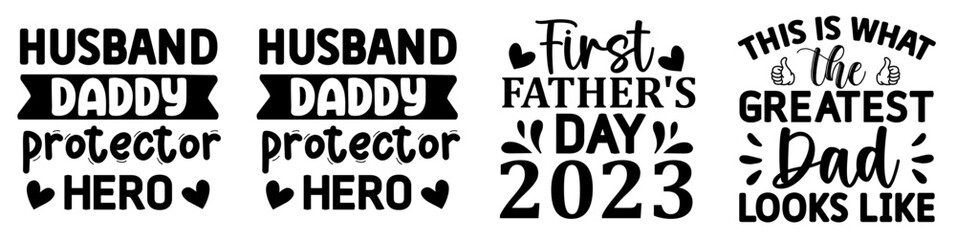 Decorative Fathers Day Phrases, Typographic Emblems Set Vector Illustration for Motion Graphics, Holiday Cards, Newsletter