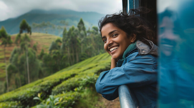 Indian woman in train.