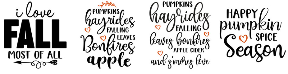 Fototapeta premium Modern Fall Invitation, Calligraphic Lettering Pack Vector Illustration for Magazine, Brochure, Banner